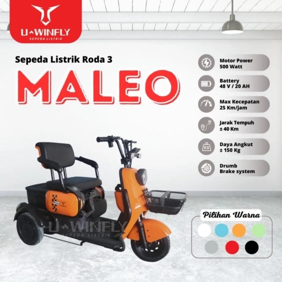SEPEDA LISTRIK RODA 3 UWINFLY MALEO - SEPEDA RODA 3 MALEO UWNFLY