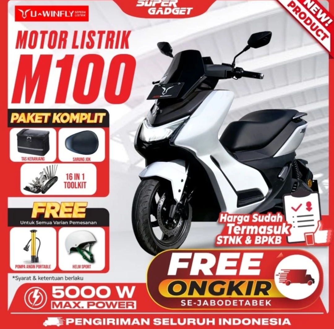 UWINFLY M100 Sepeda Motor Listrik 72V 45Ah Garansi Resmi
