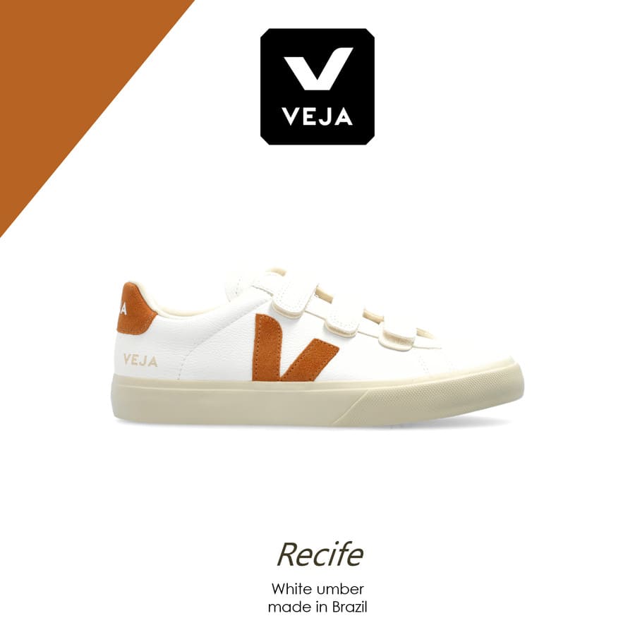 Sepatu Veja Recife White Umber Chromefree Leather Sneakers Original - 36