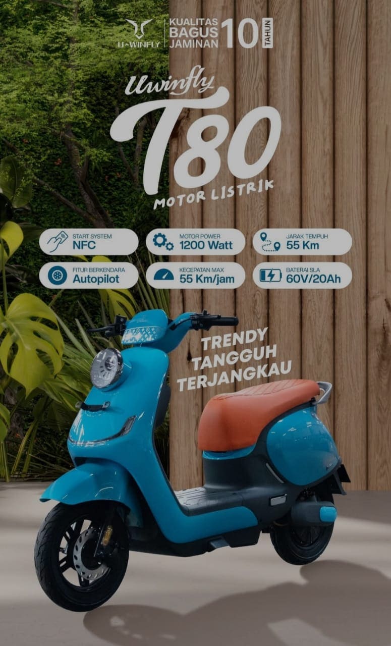 Sepeda Motor Listrik Uwinfly T80 Garansi Resmi Uwinfly - Hitam