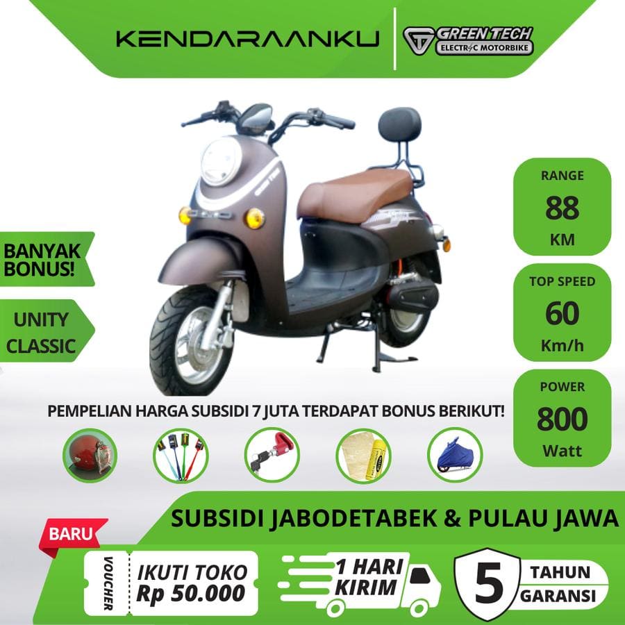 Motor Listrik Subsidi Greentech UNITY CLASSIC - OTR TANGERANG - Merah, Off The Road - Gambar 2