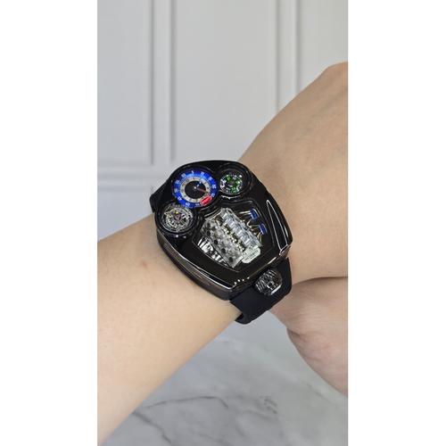 Jam pria Jacob & Co Bugatti Tourbilon Black Titanium rubber ultra soft black D.50mm