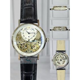 Jam tangan pria metic twin tourbillon automatic jam classic strap croco leather rosegold D.40mm - silver